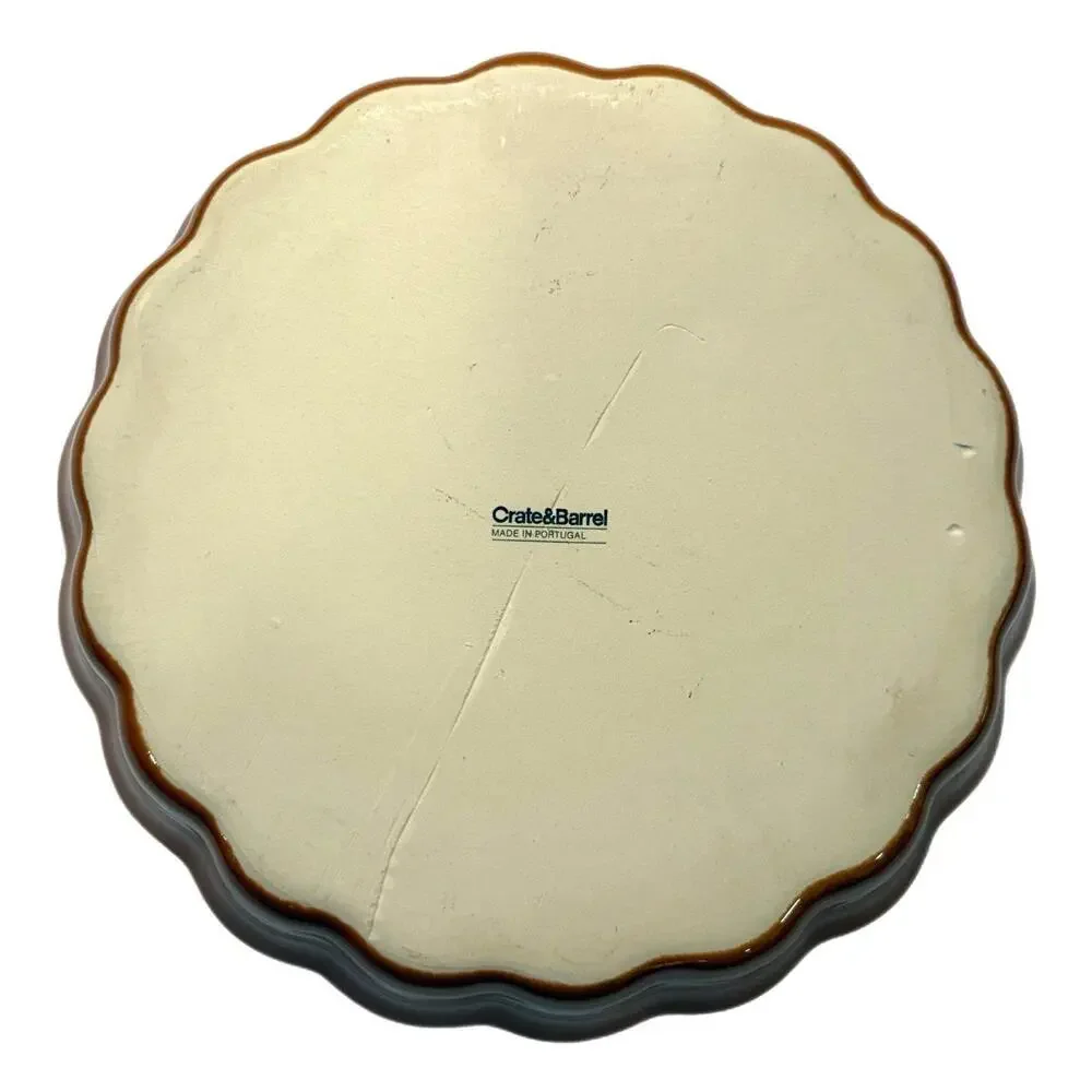 Crate & Barrel CARMAL 10.5” Pie Serving Dish Ruffled Edges – Made in Portugal